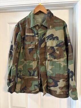 VTG USMC Woodland Camo BDU Combat Jacket Military Field Coat Medium Regular
